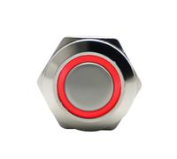 8mm 10mm Waterproof Momentary Latching Push Button Switch LED High Head Starter Auto Engine 1NO Doorbell Instantaneous Switch(Red Led,10MM_LATCHING_24V)