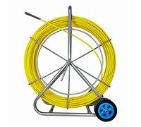 8MM 150M Fiberglass Duct Rodder Conduit Fish Tape Cable Puller Electrical Wire Puller Fiberglass Running Rod Wheel with Cage