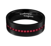 8mm 316 black stainless steel + red zircon,Size 10