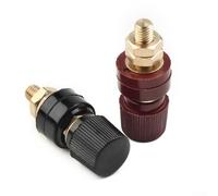 8mm 5 over 16 Brass Stud Remote Battery Power Junction Post Connector Terminal Kit for Car Truck Automotive Charging Starting Systems - Red Black Terminals with Nuts