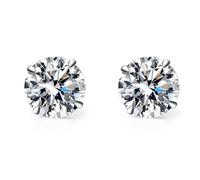 8mm AAAAA Sparkling Cubic Zirconia Stud Earrings - Platinum-Plated S925 Sterling Silver, Large Lab Diamond Style Studs for Women, Elegant Gift for Easter & Special Occasions