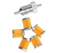 8mm Aluminum Alloy Inline Fuel Filter with 5 Reusable Filter Elements for Motorcycle, ATV and Outdoor Power Equipment(SILVER)
