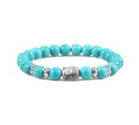 8mm Bead Bracelet Men, 1Pcs Light Blue Turquoise Stone Buddha Head Bracelet for Men/Women, Style 15 | Elastic Length 18CM