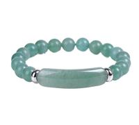 8mm Beads Stone Bangle Crystal Agate Rose Quartz Amethyst Gemstone Men Women Bracelet Jewelry(Green)