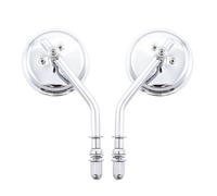 8mm Black Chrome Motorcycle Mirror Short Stem 3" Rearview Mirror For Har&ley Dyna Bobber Chopper Old School 1982-2018 Up Sides BarEnd Mirrors