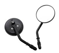 8mm Black/Chrome Motorcycle Mirror Short Stem 3"Round Rearview For Harley Dyna Bobber Chopper Old School 1982-2018 Up(Black A)