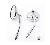 8mm Black/chrome Plated Motorcycle Rearview Mirror Short Rod 3 "round Rearview Mirror Compatible With Harley-Dai Na Bobo Chopper Old School 1982-2018.(Silver)