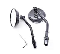 8mm Black/chrome Plated Motorcycle Rearview Mirror Short Rod 3 "round Rearview Mirror Compatible With Harley-Dai Na Bobo Chopper Old School 1982-2018.(Black)