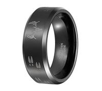 8mm Black Etched Deer Head Tungsten Carbide Wedding Band Men's Hunting Ring Size 6-15, 10.5, Tungsten Carbide, No Gemstone