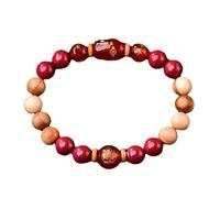 8mm Bracelet Female Vermilion Sand Old Peach Tree Manjusri Bodhisattva Handstring Buddha Beads