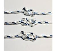 8mm Braid on Braid Polyester Rope Boat Yacht Dinghy Halyard Sheet Rigging Spinnacker Double Braid (White with Blue Fleck, 30mt)
