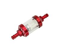 8mm CNC Aluminum Alloy Fuel Filter | Universal Inline Gas Filter with Clear Glass Sediment Bowl for Dirt Pit Bikes 125-160cc CRF70/90/110 TTR100/110 KLX65(Red)