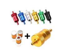 8mm CNC Aluminum Gasoline Cleaner +3/5 Pieces Reusable Cleanable Fuel Filter Motorcycle Quad Inline Oil and Gas Fuel Filter(Red)