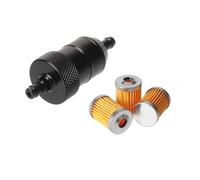 8mm CNC Aluminum Gasoline Cleaner +3/5 Pieces Reusable Cleanable Fuel Filter Motorcycle Quad Inline Oil and Gas Fuel Filter(Black)