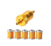 8mm CNC Aluminum Gasoline Cleaner +3/5 Pieces Reusable Cleanable Fuel Filter Motorcycle Quad Inline Oil and Gas Fuel Filter(A Gold)