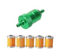 8mm CNC Aluminum Gasoline Cleaner +3/5 Pieces Reusable Cleanable Fuel Filter Motorcycle Quad Inline Oil and Gas Fuel Filter(A Green)