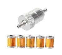 8mm CNC Aluminum Gasoline Cleaner +3/5 Pieces Reusable Cleanable Fuel Filter Motorcycle Quad Inline Oil and Gas Fuel Filter(A Silver)