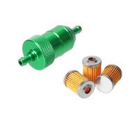 8mm CNC Aluminum Gasoline Cleaner +3/5 Pieces Reusable Cleanable Fuel Filter Motorcycle Quad Inline Oil and Gas Fuel Filter(Green)