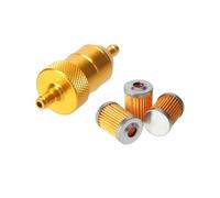 8mm CNC Aluminum Gasoline Cleaner +3/5 Pieces Reusable Cleanable Fuel Filter Motorcycle Quad Inline Oil and Gas Fuel Filter(Gold)
