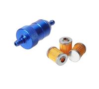8mm CNC Aluminum Gasoline Cleaner +3/5 Pieces Reusable Cleanable Fuel Filter Motorcycle Quad Inline Oil and Gas Fuel Filter(Blue)