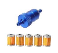 8mm CNC Aluminum Gasoline Cleaner +3/5 Pieces Reusable Cleanable Fuel Filter Motorcycle Quad Inline Oil and Gas Fuel Filter(A Blue)