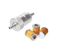 8mm CNC Aluminum Gasoline Cleaner +3/5 Pieces Reusable Cleanable Fuel Filter Motorcycle Quad Inline Oil and Gas Fuel Filter(Silver)