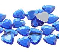 8mm Flat Back Heart Acrylic Rhinestones Tiny Face Gems Body Jewels Card Making Embelishments - 100 Pieces (Royal Blue JG33)