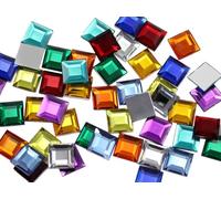 8mm Flat Back Square Acrylic Rhinestones Small Face Gems Body Jewels Card Making Embelishments - 250 Pieces (Assorted Colors)