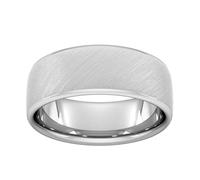 8mm Flat Court Heavy Diagonal Matt Finish Wedding Ring In 950 Palladium - Ring Size V