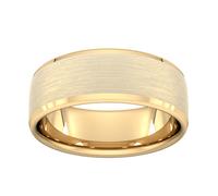 8mm Flat Court Heavy Polished Chamfered Edges With Matt Centre Wedding Ring In 9 Carat Yellow Gold - Ring Size U