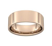 8mm Flat Court Heavy Wedding Ring In 18 Carat Rose Gold - Ring Size T