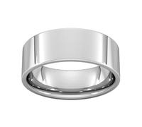 8mm Flat Court Heavy Wedding Ring In 18 Carat White Gold - Ring Size T