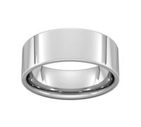 8mm Flat Court Heavy Wedding Ring In 18 Carat White Gold - Ring Size Q