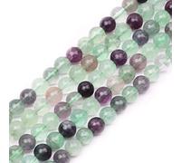 8mm Fluorite Round Gemstone Beads, 47-50pcs Loose Smooth Healing Power Stone Beads for Bracelet Necklace Jewellery Making and DIY Crafts, 1 Strand 15.5"