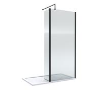 Balterley 8mm Fluted Glass Wetroom Screen & Return Black & Tray 1400 x 800mm Balterley Black