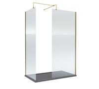 Fluted 8mm Glass Walk In Wetroom Screens and Shower Tray, 1400 x 800mm Balterley Grey One Size