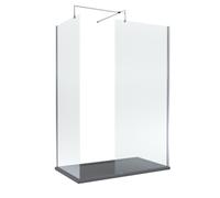 Balterley Fluted 8mm Glass Walk In Wetroom Screens & Shower Tray, 1400 x 900mm in Silver Balterley Silver