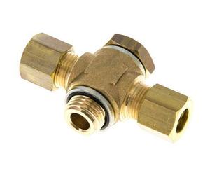 8mm & G1/4'' Brass T-Shape Tee Compression Fitting with Male Threads 135 bar Zinc plated Steel, with NBR insert DIN EN 1254-2