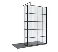 8mm Glass Wetroom Screen, Return Black Framed and Tray 1700 x 900mm Balterley Grey One Size