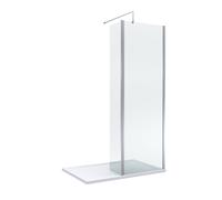 8mm Glass Walk In Wetroom Screen and Hinged Return Screen with Chrome Profile and Shower Tray - 1200 x 700mm