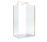8mm Glass Wetroom Screens Brushed Brass Profile and Tray 1200 x 900mm Balterley White One Size