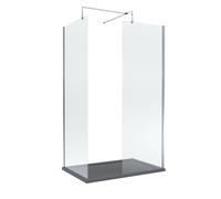8mm Glass Walk In Wetroom Screens with Chrome Profile and Slate Grey Shower Tray - 1200 x 900mm
