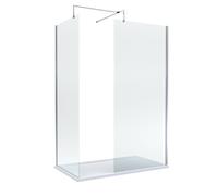 8mm Glass Walk In Wetroom Screens with Chrome Profile and White Shower Tray - 1400 x 900mm