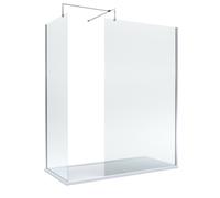 8mm Glass Walk In Wetroom Screens with Chrome Profile and White Shower Tray - 1700 x 800mm