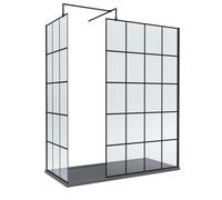 Balterley 8mm Glass Wetroom Screens Frame Design & Tray 1700 x 700mm in Black Balterley Black