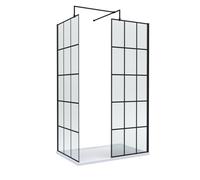 8mm Glass Walk In Wetroom Screens with Matt Black Framed Design and White Shower Tray - 1200 x 700mm