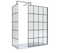 8mm Glass Walk In Wetroom Screens with Matt Black Framed Design and White Shower Tray - 1700 x 700mm