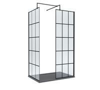 8mm Glass Walk In Wetroom Screens with Matt Black Framed Design and Slate Grey Shower Tray - 1200 x 800mm