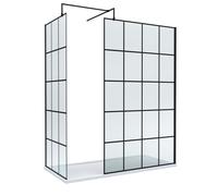 8mm Glass Walk In Wetroom Screens with Matt Black Framed Design and White Shower Tray - 1700 x 800mm