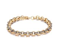 8mm Gold-Plated Dark Blue Stone Belcher Bracelet - 8 Inches, 50g - Bling King London